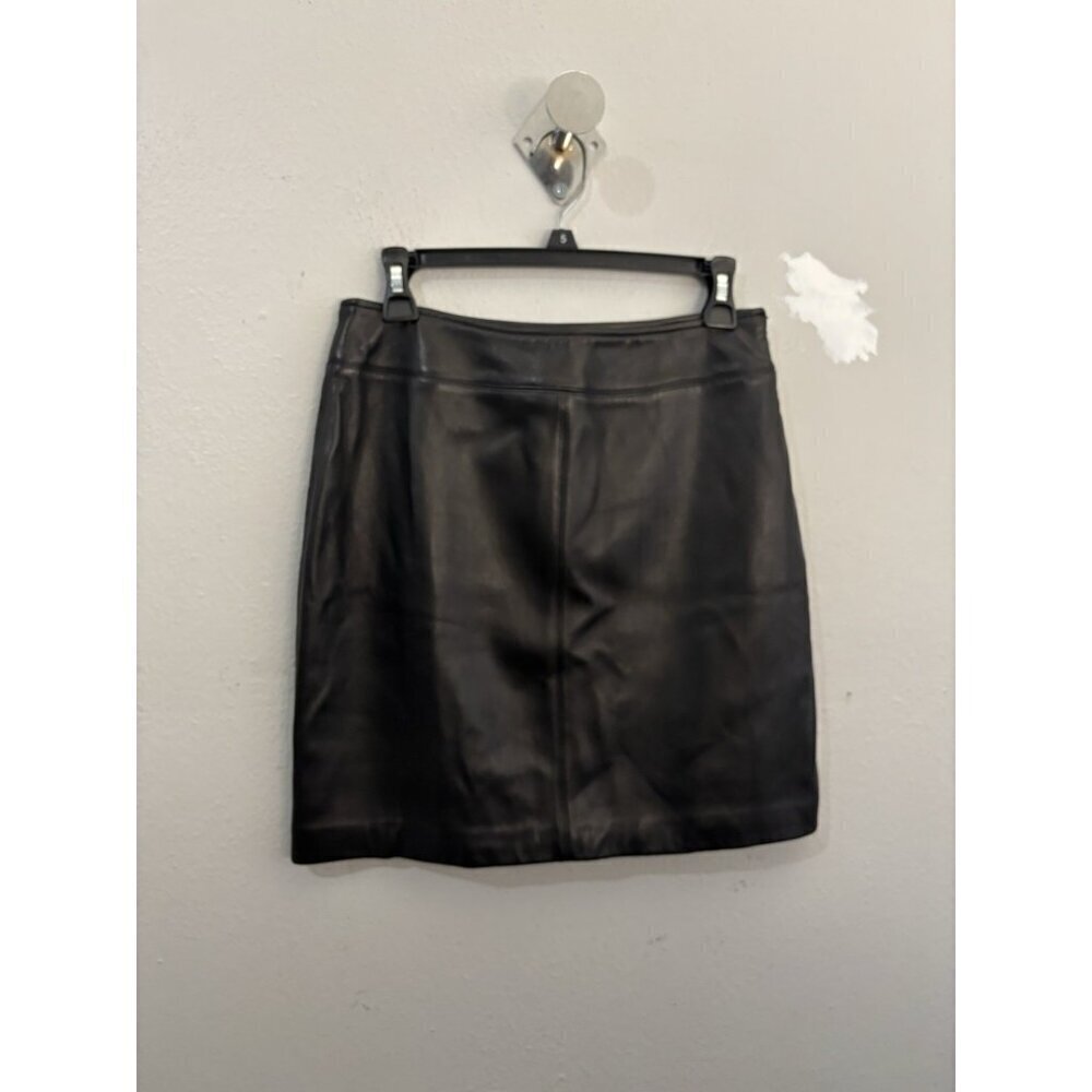 Vintage Petite Sophisticates Mini Black Soft Leather Skirt 6